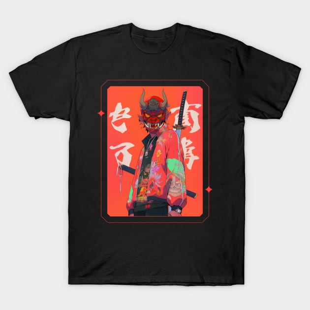 Oni Mask Japan T-Shirt by gibah